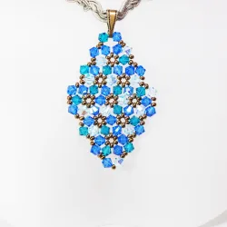 Pendant 30cm - Marissa Rhombus M-Khaki Braid - Pendant 30cm - Laiton bronze